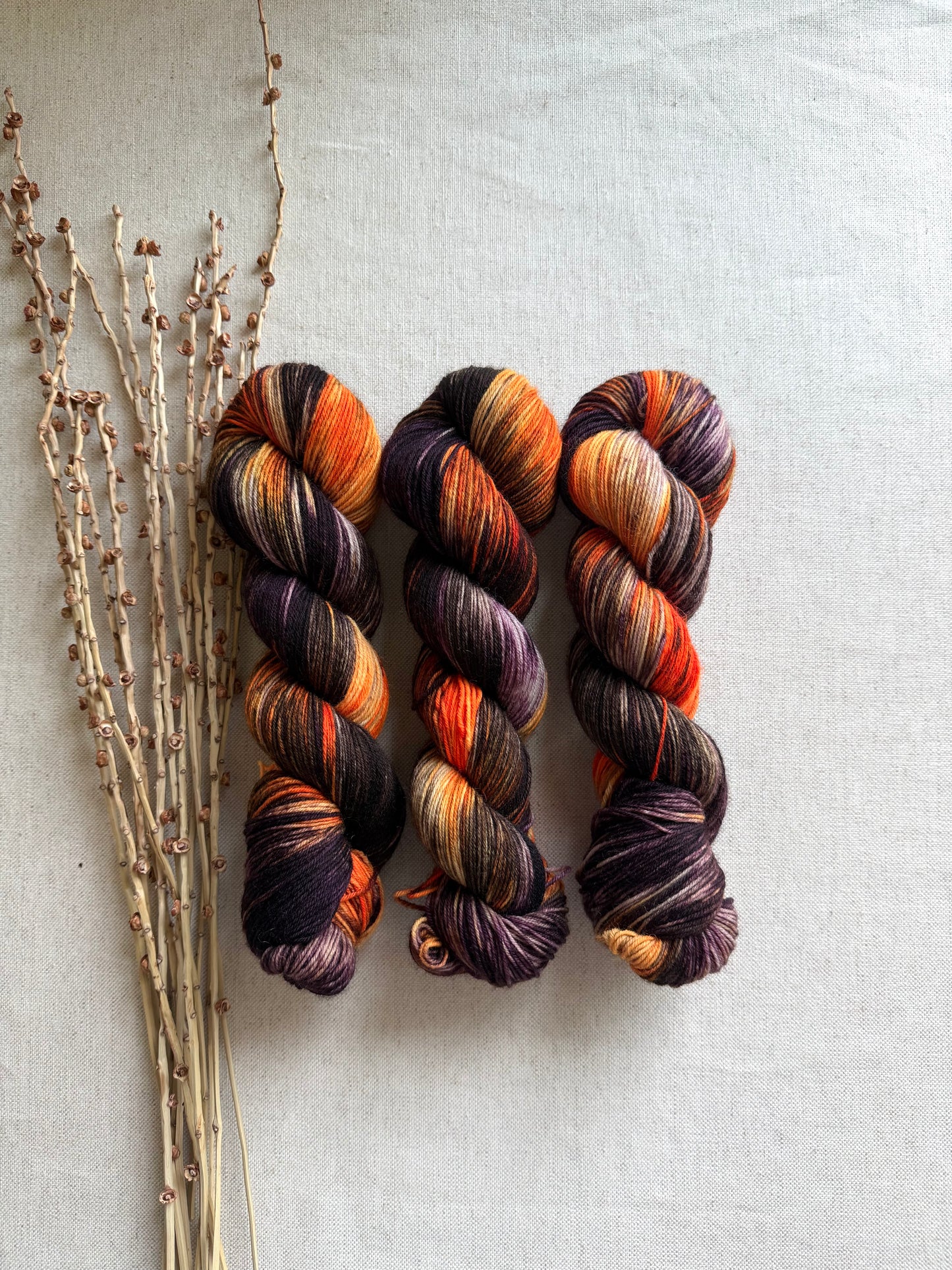 Black Cats Prowling & Pumpkins Glowing - SW Wool Recycled Nylon 100g