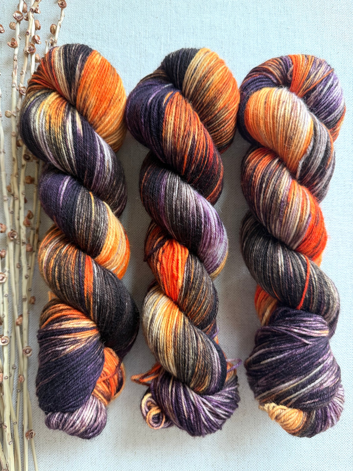 Black Cats Prowling & Pumpkins Glowing - SW Wool Recycled Nylon 100g