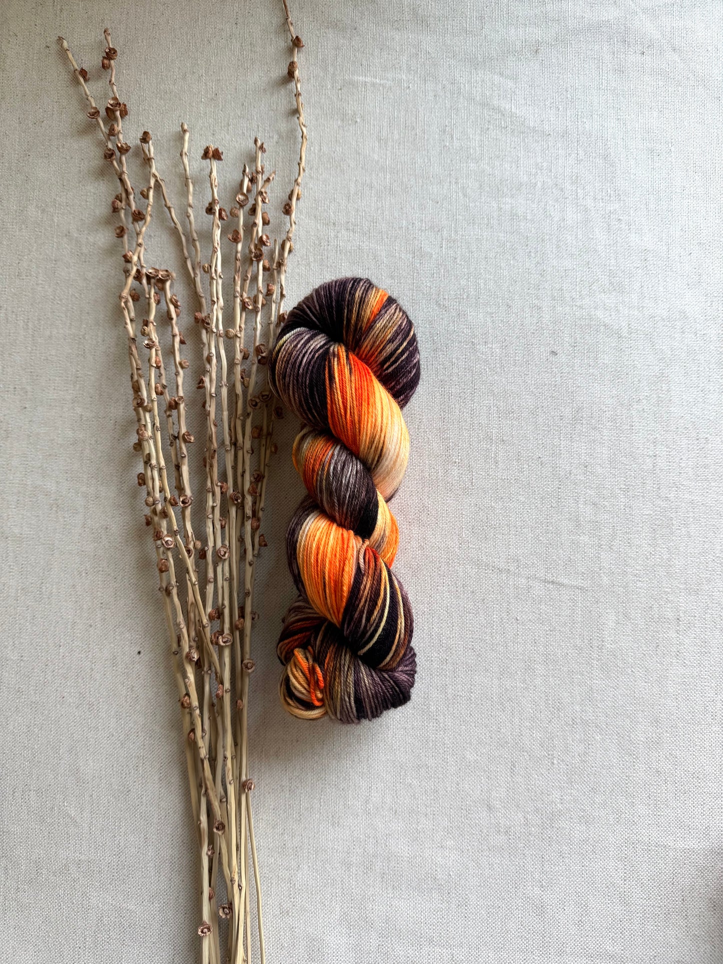 Black Cat Prowling & Pumpkins Glowing 100g SW Merino Nylon
