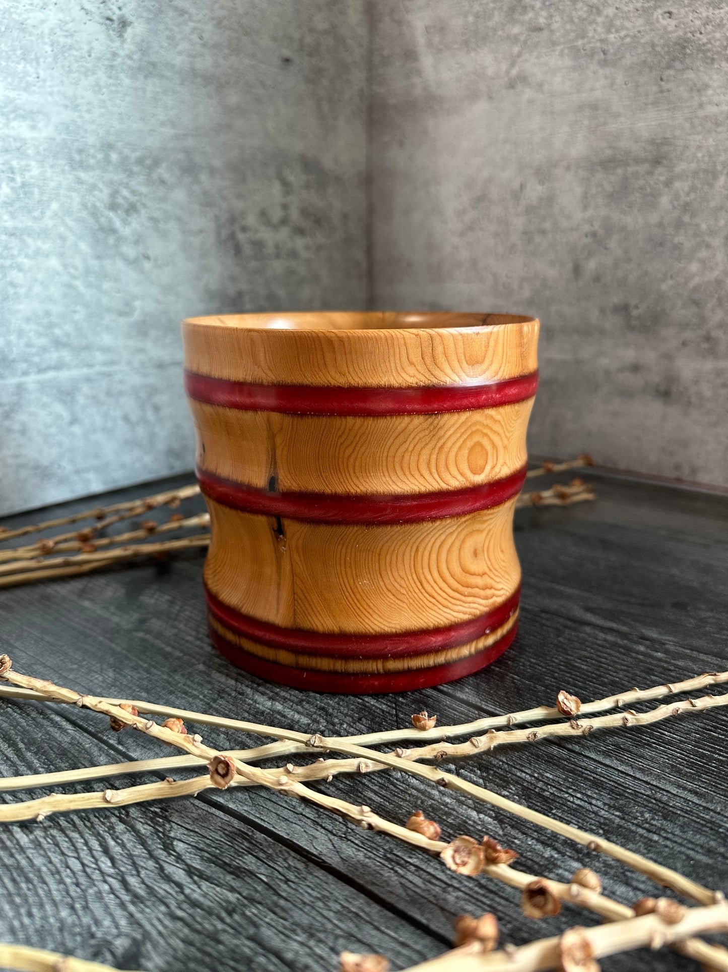 Cedar With Red Resin Hand Turned Bowl