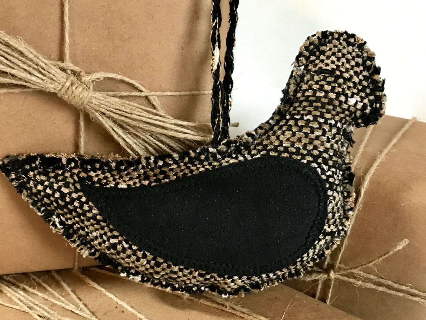 Black Beige Dove Ornament