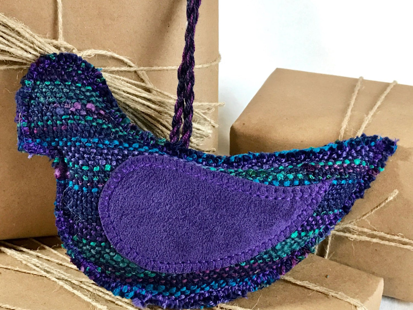 Navy Purple Dove Ornament