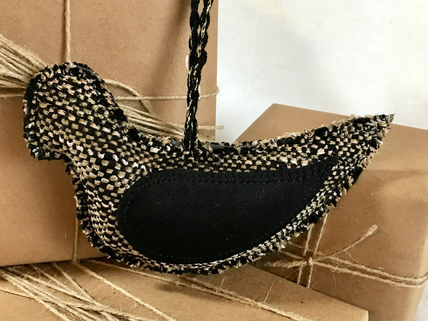 Black Beige Dove Ornament